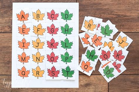 Printable Alphabet Cards Fall Leaves Typically Simple