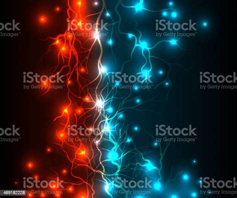 Abstract Red And Blue Lightning Vector Illustration Stock Illustration