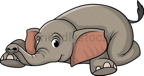 Elefante Acostado Vector De Imágenes Prediseñadas De Dibujos Animados Friendlystock