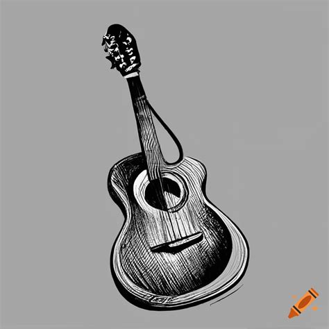Black And White Sketch Of An Acoustic Guitar On Craiyon