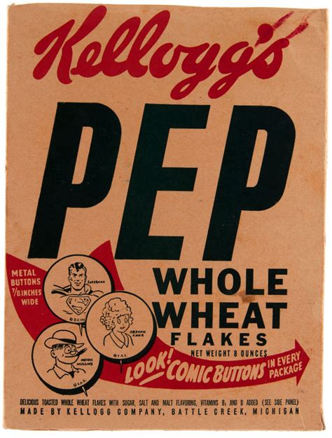 Hakes Kelloggs Pep Cereal Box Featuring Supermanpep Pins