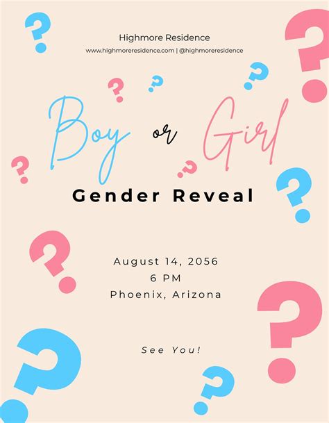 Pink Gender Reveal Flyer In Illustrator Psd Pdf Word Publisher