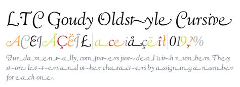 Soon after the release of this typeface, many different variants have been released and you. LTC Goudy Oldstyle Cursive | Fonts.com