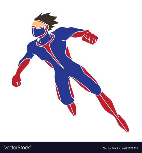 Superhero Flying Action Cartoon Superhero Man Vector Image