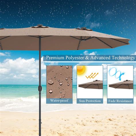 Tangkula 15 Ft Solar Led Patio Double Sided Umbrella Tangkula