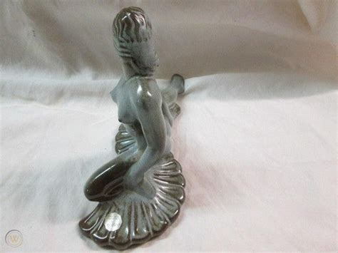 Vintage Frankoma Pottery Nude Naked Lady Woman Figurine Statue With Fan