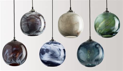 Six Pendant Lights Called Mineral Lights And Shown Unlit Blown Glass Pendant Light Glass