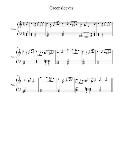 Search our free piano sheet music database for more! Greensleeves Sheet music for Piano (Solo) | Musescore.com