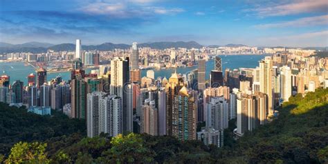 Hong Kong Skyline From Victoria Peak On A Sunny Day Stock Image Image