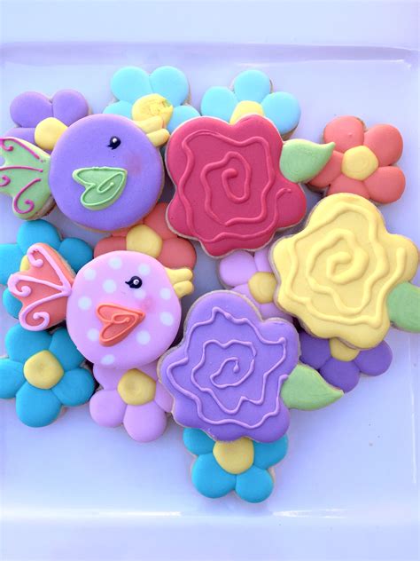 Whimsical Roses And Birdies Decorated Sugar Cookies Sugar Cookies Decorated Sugar Cookies