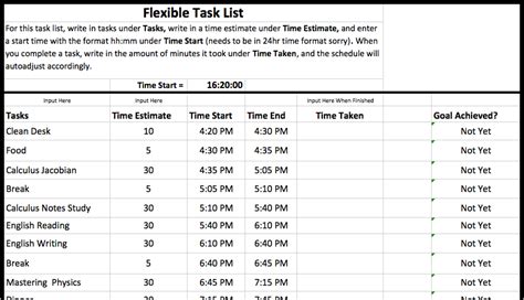 Flexible Task List Is The Simplest Excel Template For Time Tracking