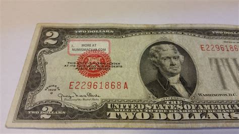 G Red Seal Us Two Dollar Bill Legal Tender Note Currency A