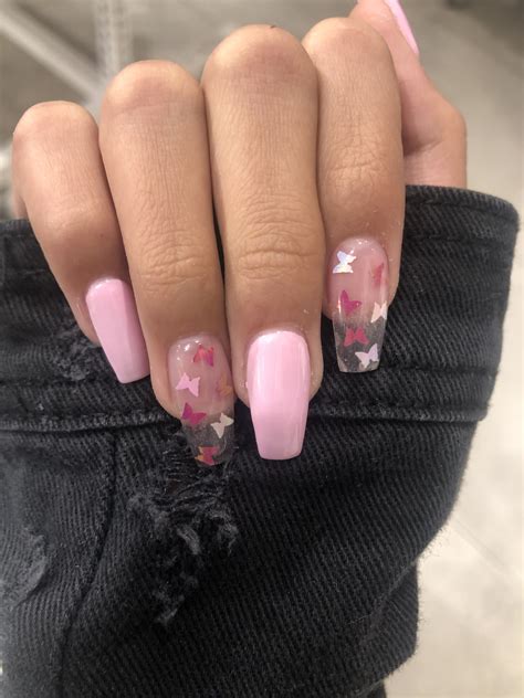 Butterfly Acrylic Nails Pink Butterfly Mania