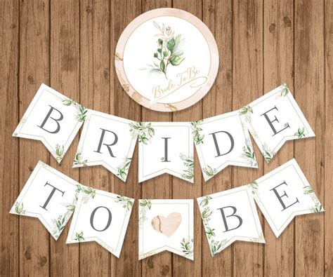 Bridal Shower Banner Printable Greenery Bride To Be Banner Etsy