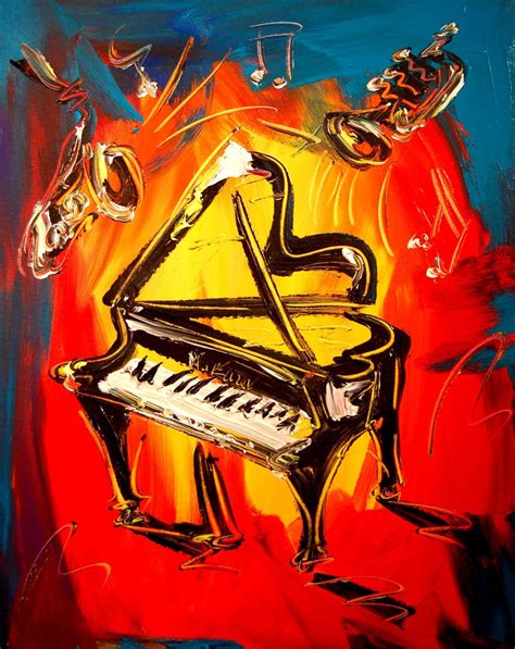 Grand Piano Landscape Art Original Oil Painting Modern Abstract Canvas