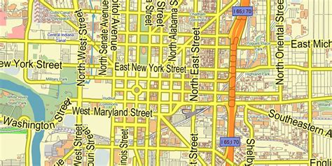 Indianapolis Indiana Us Map Vector City Plan Low Detailed For Small