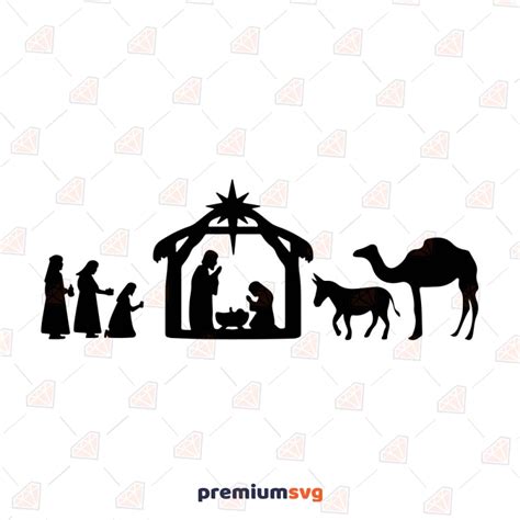 Nativity Scene Silhouette Nativity Scene Svg Cut File Premiumsvg