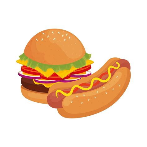 Deliciosa Hamburguesa Con Icono De Comida Rápida De Hot Dog 1951935