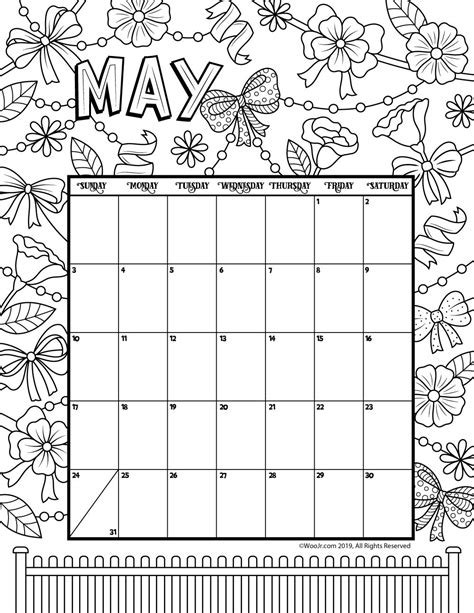 Printable Calendar Coloring Pages 2020