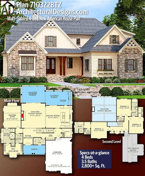 Plan Btz Multi Gabled Bed New American House Plan Craftsman House Plans American