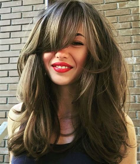 Ideas Medium Length Haircuts With Long Layers And Side Swept Bangs