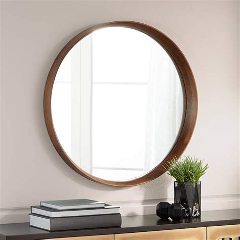 Penarth walnut oval wall mirror. Kieran Golden Walnut 31 1/2" Round Wall Mirror - #58G80 ...