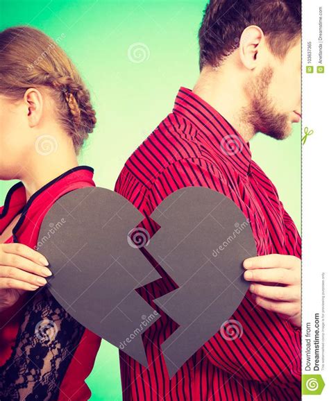 Couple With Broken Heart Breaking Up Stock Image Image Of