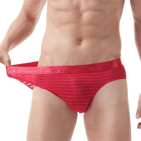 Man Underwear Sexy Ice Silk Seamless Male Breifs Breathable Stripe Mens U Pouch Cueca