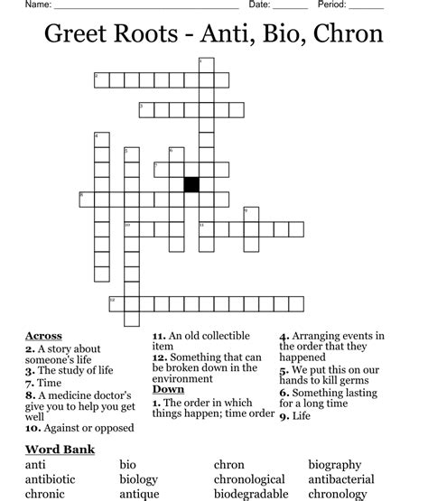 Latin and Greek Root words Crossword - WordMint