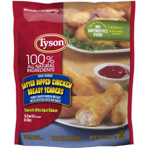 Made with chicken raised with no antibiotics ever, tyson fully cooked crispy chicken strips are a delicious addition to any meal. Tyson® Fully Cooked Batter Dipped Chicken Breast Tenders ...
