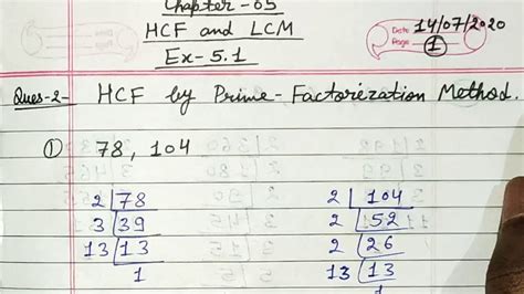 Hcf By Prime Factorization Method Youtube