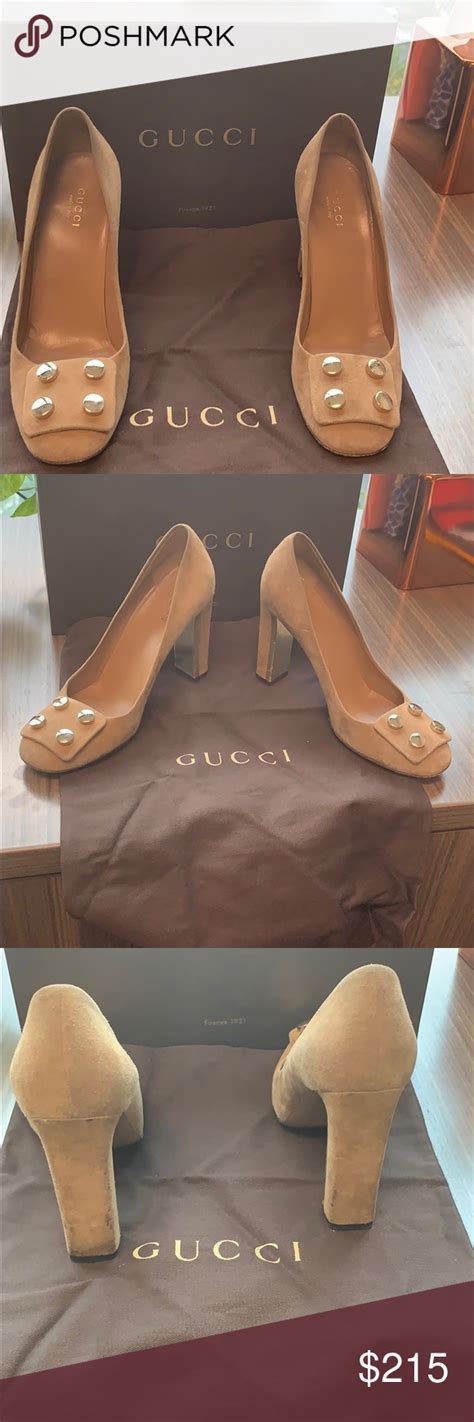 Sale Tan Gently Used Gucci Heels Wbox And Bag Gucci Heels Heels Gucci