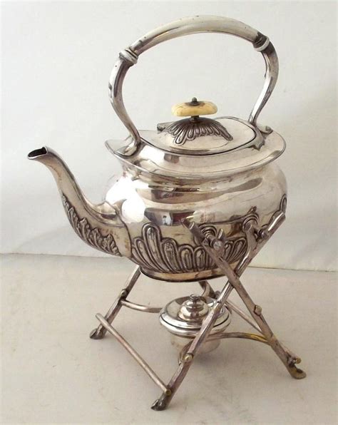 Victorian Epns Sheffield Silver Plate Teapot With Stand And Burner By