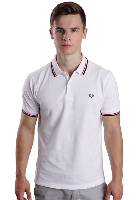 Fred Perry Slim Fit Twin Tipped White Bright Red Navy Polo Tienda De Marcas Es