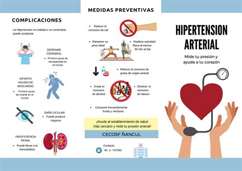 Triptico Hipertensión Hipertension Arterial Mide Tu Presión Y Ayuda A