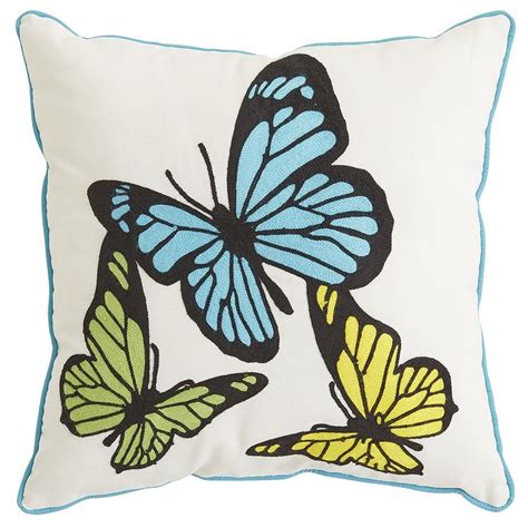 Embroidered Butterflies Pillow Butterfly Pillow Pillows Outdoor Pillows