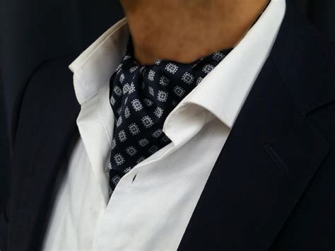 Ascot Ties For Sale Silk Ascot Tie Reversible Blue Brown Dots Croom