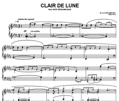 Debussy Clair De Lune Free Sheet Music Pdf For Piano The Piano Notes