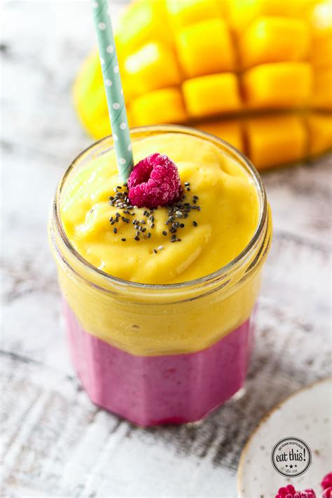A mango is a stone fruit produced from numerous species of tropical trees belonging to the flowering plant genus mangifera, cultivated mostly for their edible fruit. {Clean eating} Mango-Himbeer-Smoothie · Eat this! Foodblog ...