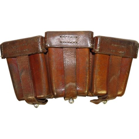 Brown Leather Ammo Pouch For Mauser K98 Dak Or Luftwaffe 1940