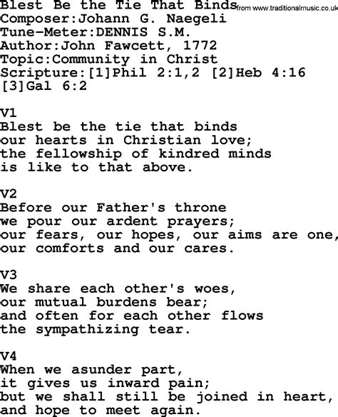 Adventist Hymn Blest Be The Tie That Binds Christian Song Lyrics