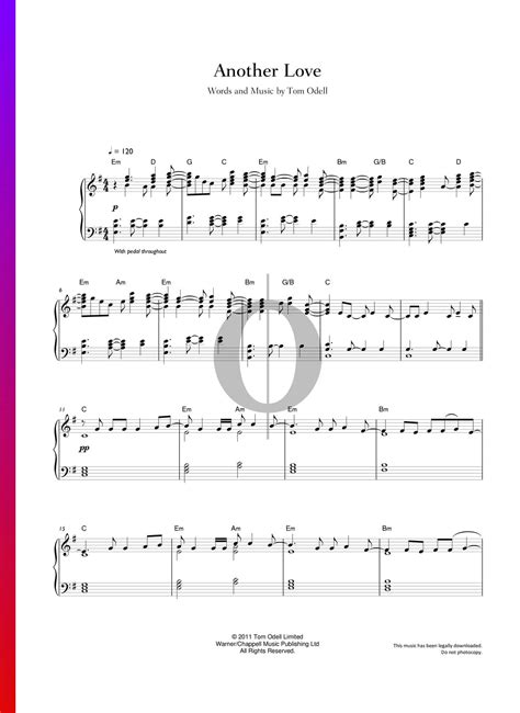 Another Love Tom Odell Piano Sheet Music Oktav