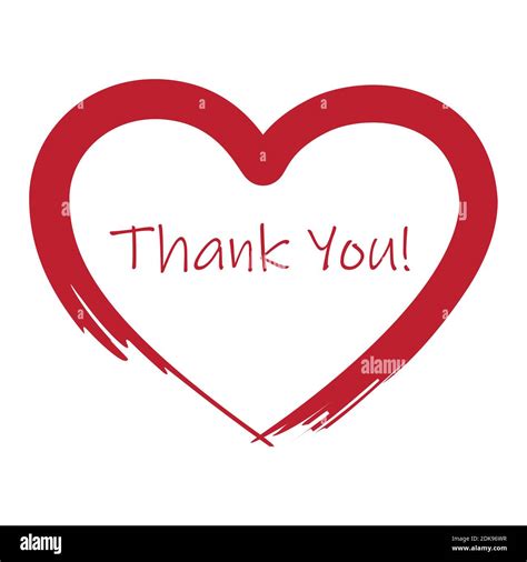 Red Heart With Text Thank You Isolated On White Vector Illustration