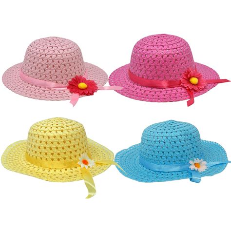 T Boutique 4 Pack Girls Tea Party Hats Assortment Sunhat Bonnet For