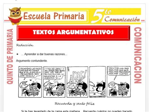 Textos Argumentativos Para Quinto De Primaria Escuela Primaria