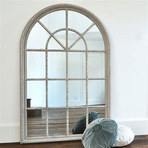 Grey Arched Window Mirror By Primrose And Plum