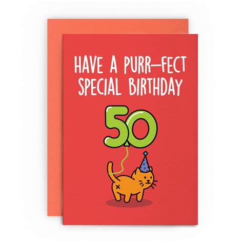 Buy Birthday Card 50th Funny Cat Husband Wife Mum Dad Brother Sister