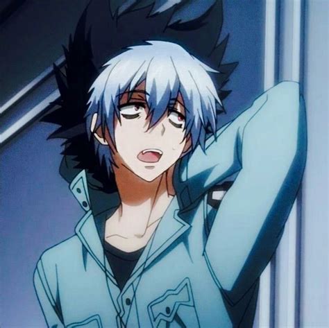 An Anime Character With White Hair And Blue Eyes Looking At Something