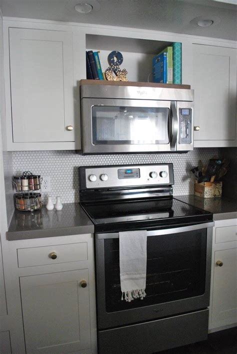 Open Shelf Above The Microwave For Cook Books Kitchen Design Small
