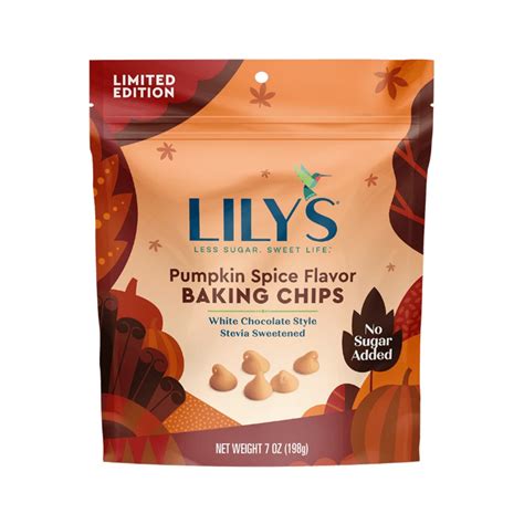 Lilys Pumpkin Spice Flavor White Chocolate Style Baking Chips 7 Oz Bag